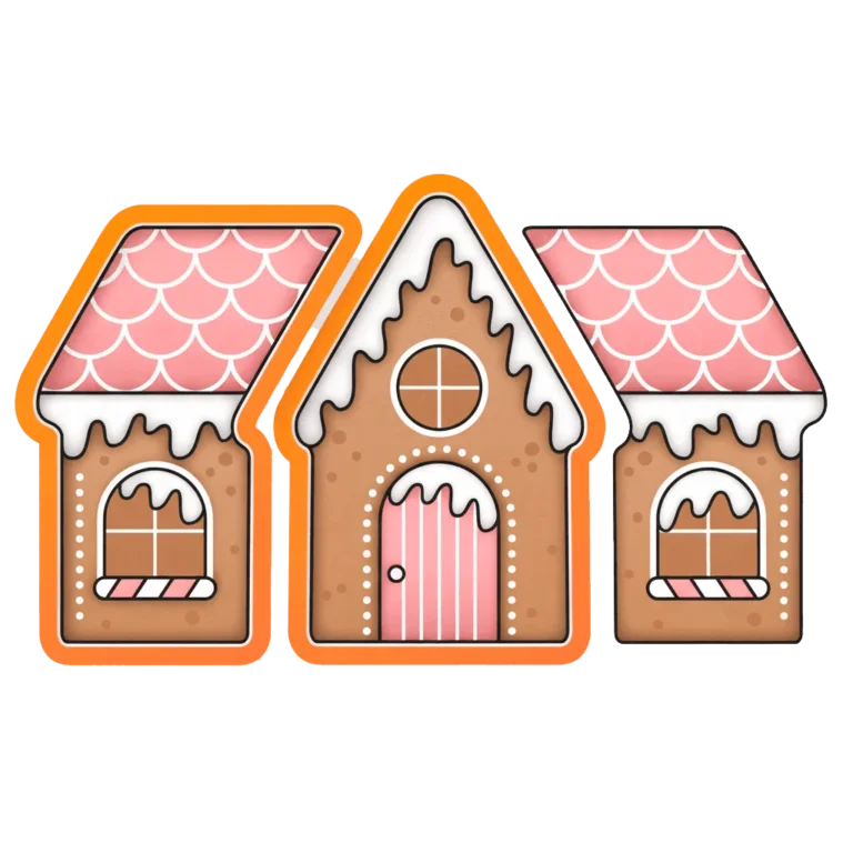 Set Casa de Jengibre Frontis Triple – Cortadores Navideños (12x20cm)