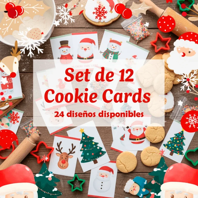 12 Cookie Card Navidad 10x13 cm - 24 Variaciones