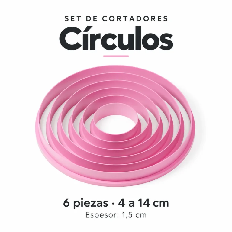 Set de cortadores de círculos — 6 piezas con tamaños de 4 a 14 cm y espesor de 1,5 cm