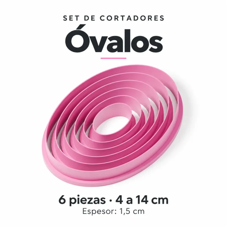 Set de cortadores de óvalos — 6 piezas con tamaños de 4 a 14 cm y espesor de 1,5 cm