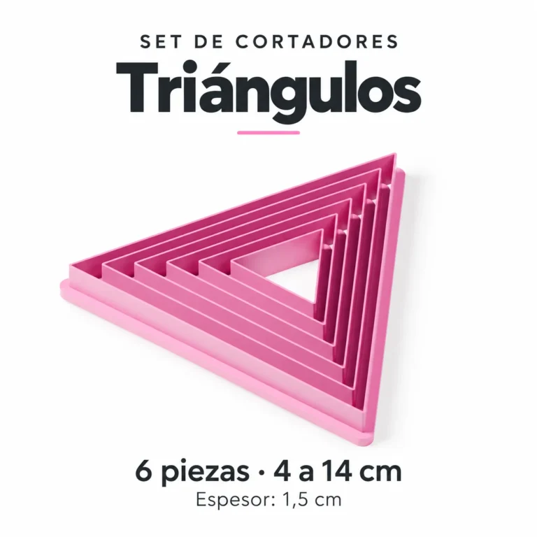 Set de cortadores de triángulos — 6 piezas con tamaños de 4 a 14 cm y espesor de 1,5 cm